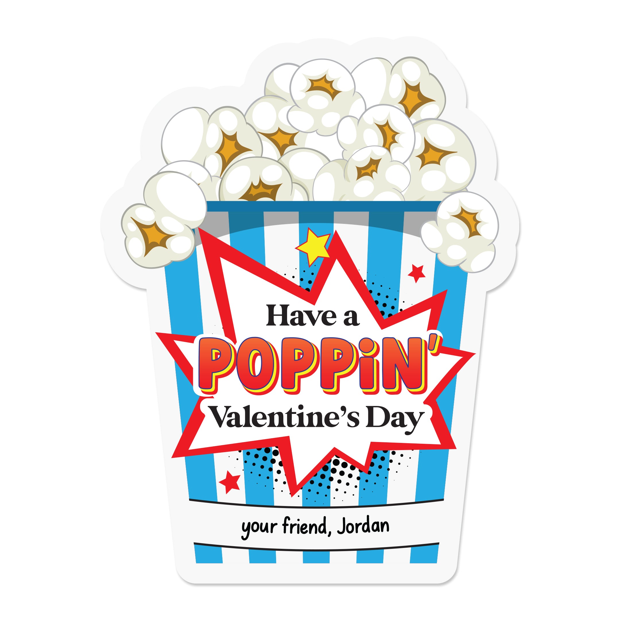 Custom Personalized Kids Valentine Popcorn Stickers - XOXOKristen