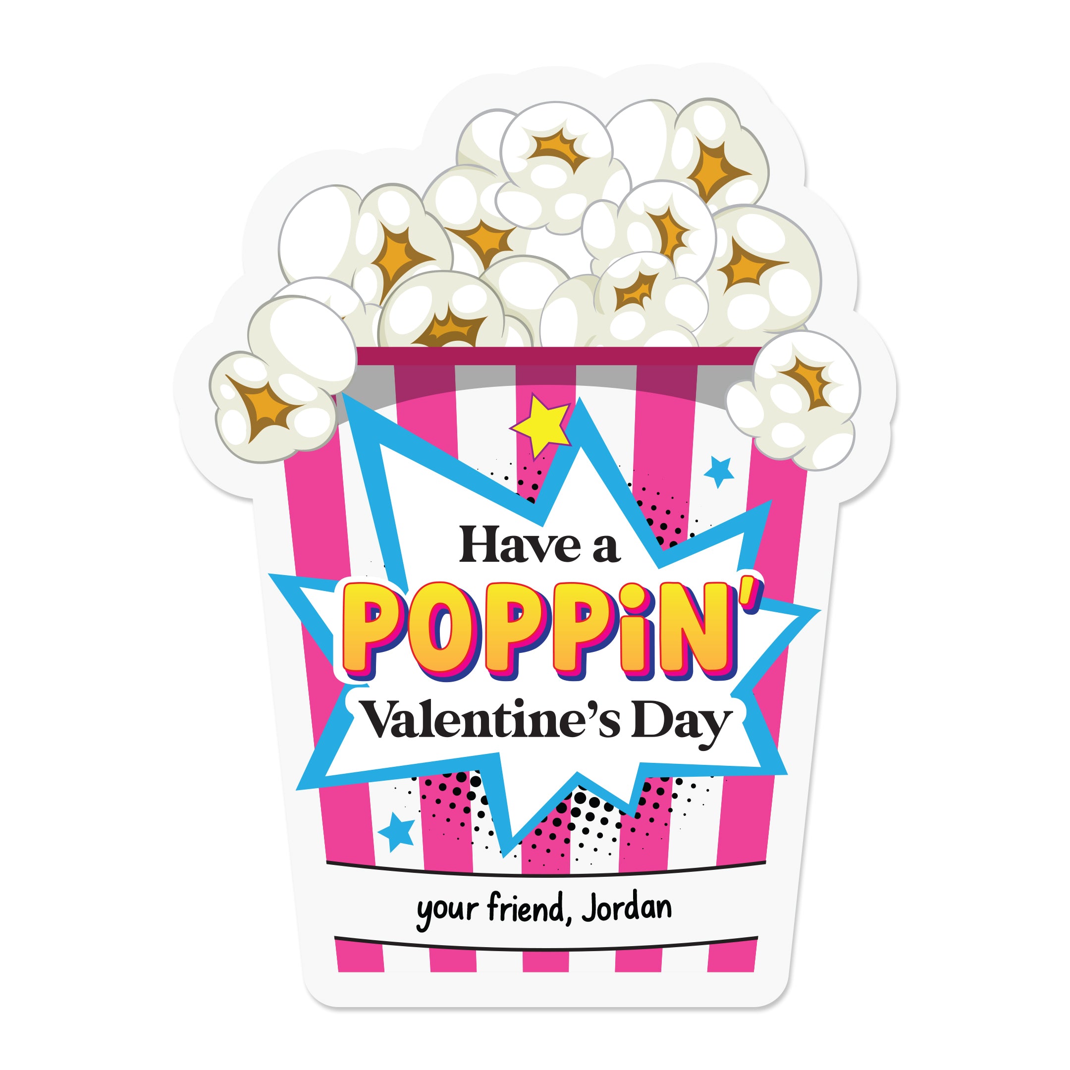 Custom Personalized Kids Valentine Popcorn Stickers - XOXOKristen