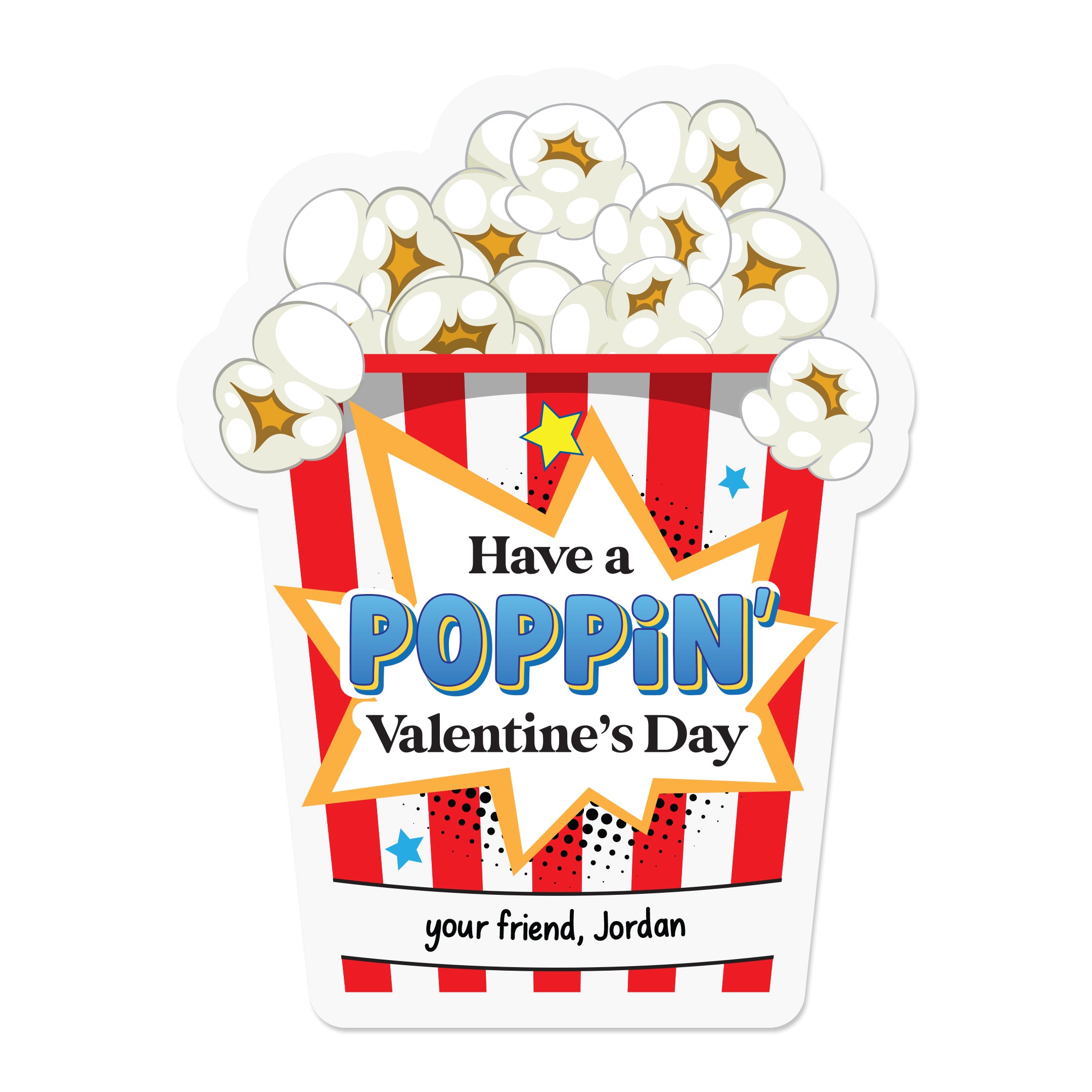 Custom Personalized Kids Valentine Popcorn Stickers - XOXOKristen
