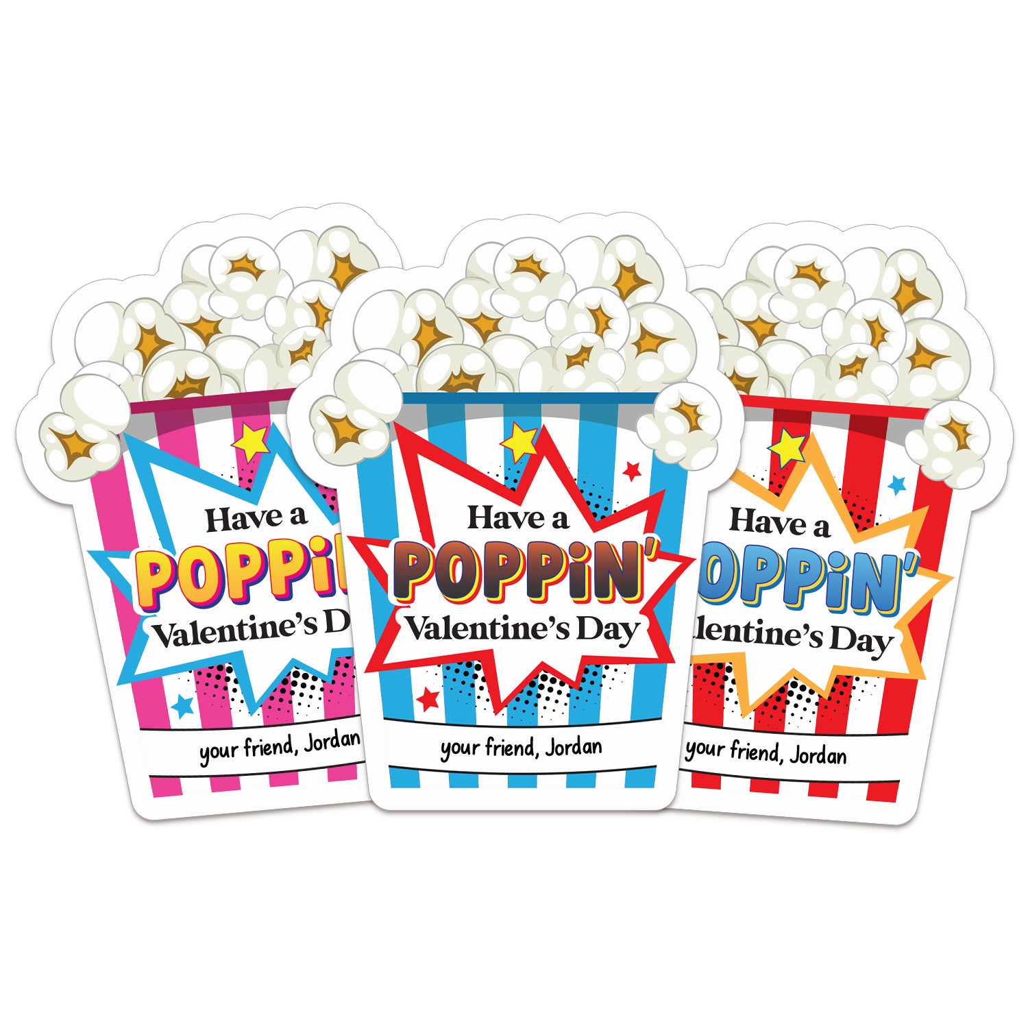 Custom Personalized Kids Valentine Popcorn Stickers - XOXOKristen