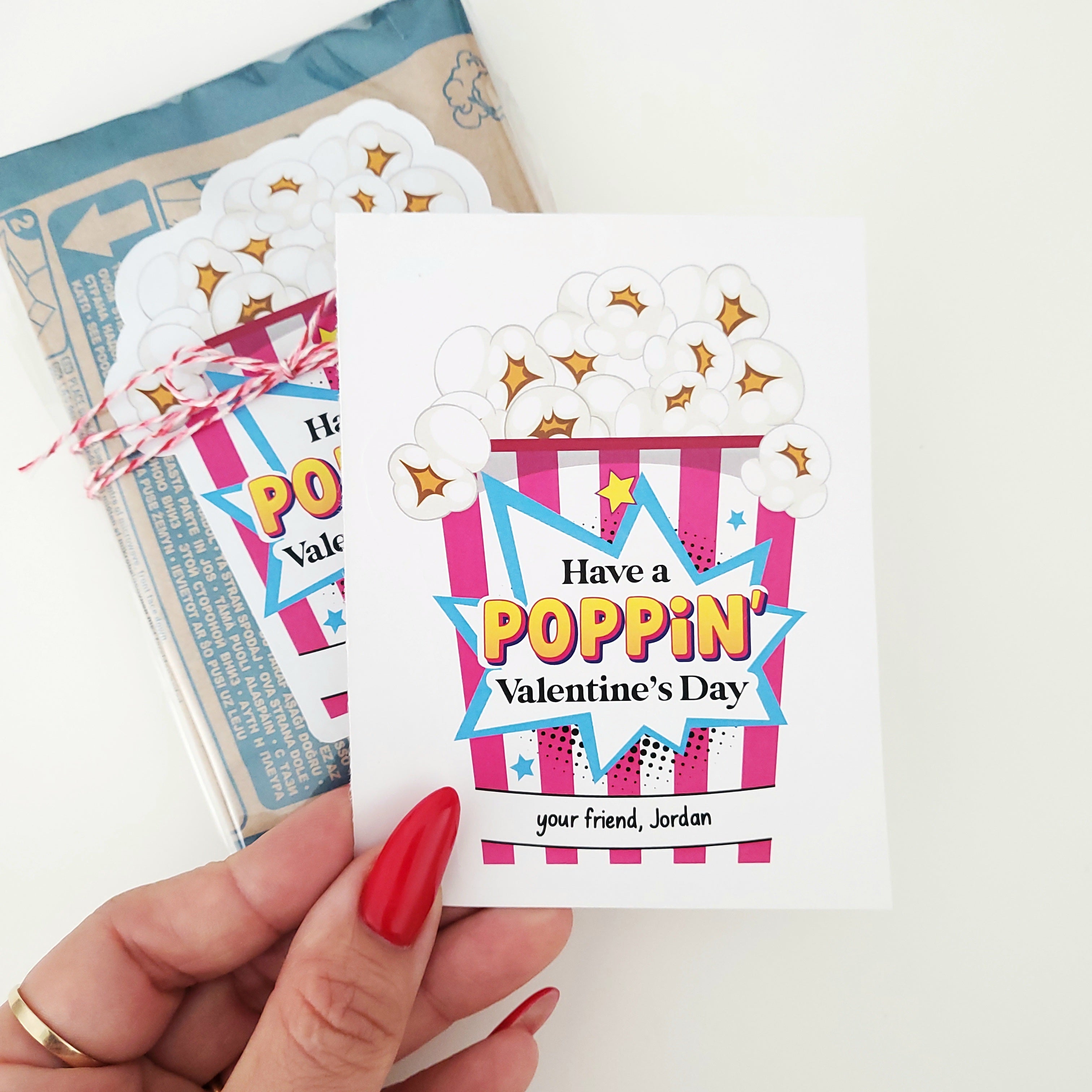 Custom Personalized Kids Valentine Popcorn Stickers - XOXOKristen