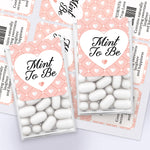 XOXOKristen personalized pink heart “Mint to Be” labels shown on favor boxes and printed sheets for weddings and bridal showers – XOXOKristen