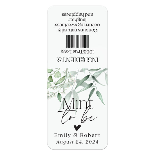 greenery wedding favor sticker with mint to be design, to use with tic tac boxes - XOXOKristen