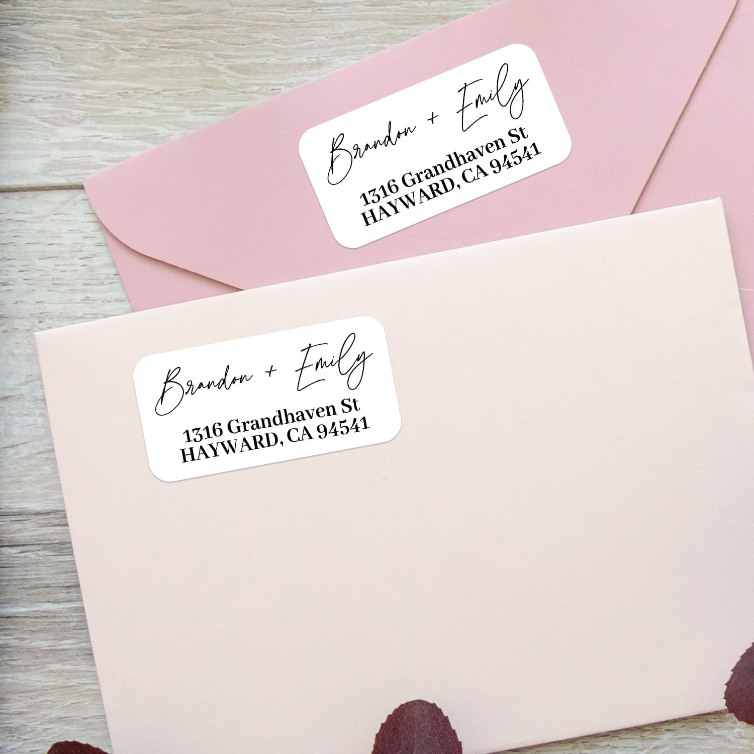 XOXOKristen sheet of multiple return address labels with minimal modern design, black lettering, and personalized details - XOXOKristen