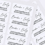 XOXOKristen sheet of multiple return address labels with minimal modern design, black lettering, and personalized details - XOXOKristen