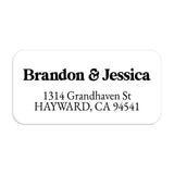 XOXOKristen personalized address label design featuring bold names in serif font and clean address lines on slightly glossy finish – XOXOKristen
