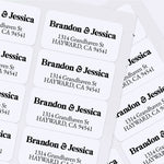 XOXOKristen bulk sheet of personalized address labels in black text on white with rounded corners, ready for envelope sealing – XOXOKristen