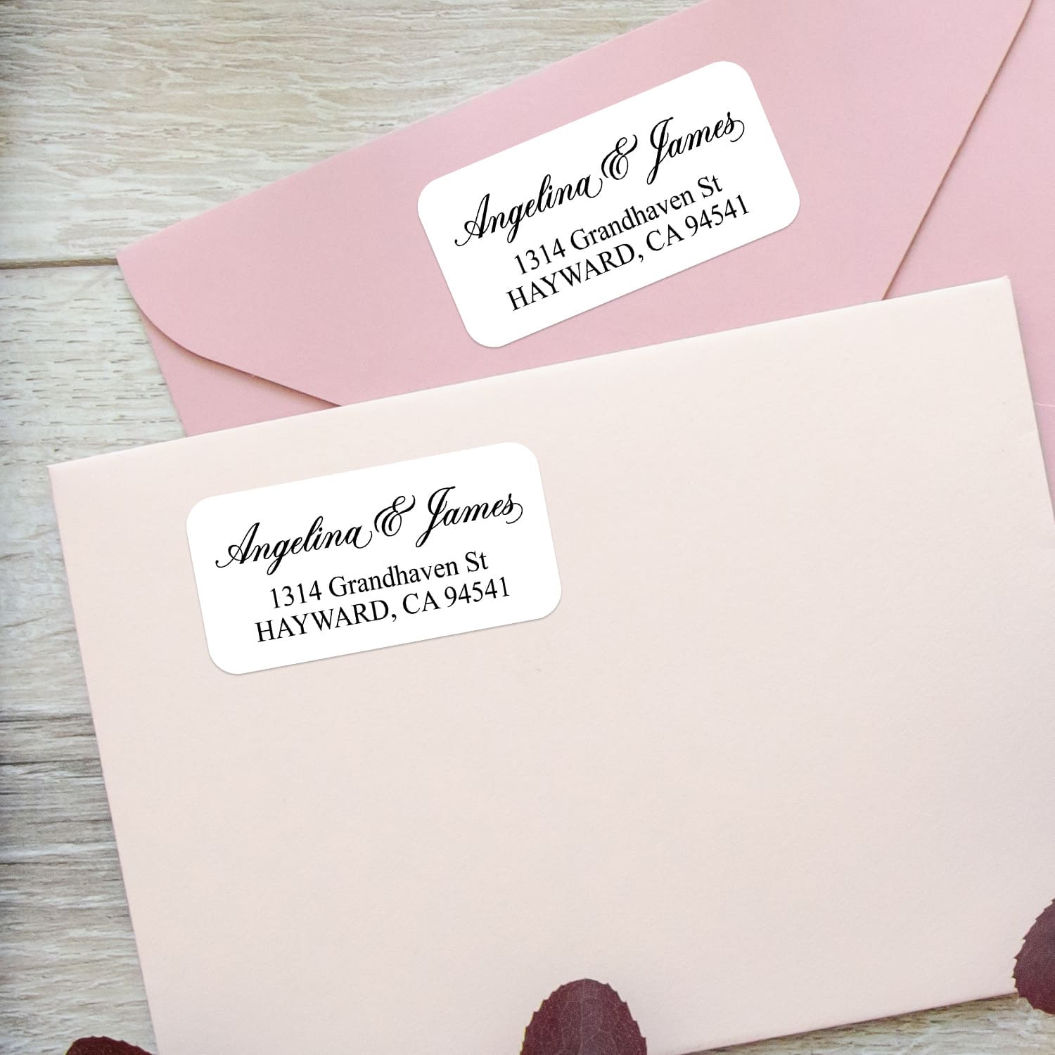 XOXOKristen personalized return address labels in black script typography on crisp white background, perfect for wedding invitations – XOXOKristen