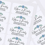 XOXOKristen sheet of multiple floral return address labels with rounded edges, colorful flower design, and personalized text - XOXOKristen