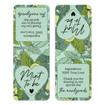 XOXOKristen custom green botanical “Mint to Be” favor stickers with foliage pattern, romantic typography, and pastel pink heart accent – XOXOKristen