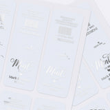 Personalized silver foil Mint To Be favor label sheets for Tic Tac boxes, custom wedding stickers with metallic shine for bridal shower or reception favors.
