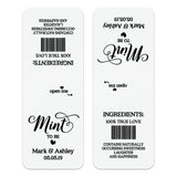 Minimalist black print personalized Mint To Be wedding favor label for Tic Tac mints, custom sticker design for elegant bridal party or reception gifts.