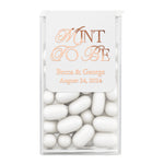 XOXOKristen single elegant wedding favor sticker with “Mint To Be” design in refined calligraphy, perfect for personalized Tic Tac wedding decorations.