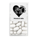 Personalized “Mint to Be” wedding Tic Tac label in black print, elegant heart design, customized sticker for wedding favors, bridal shower, anniversary party, XOXOKristen