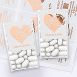 Multiple personalized “Mint to Be” Tic Tac wedding favor stickers in rose gold foil and print styles, customized labels for elegant celebrations, XOXOKristen