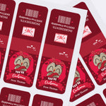 XOXOKristen printed sticker sheets featuring cute owl holding heart, “You’re Owlsome” Valentine message, red and pink tones – XOXOKristen