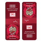 XOXOKristen close-up of personalized Valentine favor sticker with cartoon owl, playful red banner, and love-themed accents – XOXOKristen
