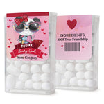 XOXOKristen front and back view of Tic Tac favor stickers with panda bear, rainbow sunglasses, red banner, and friendship ingredients text – XOXOKristen