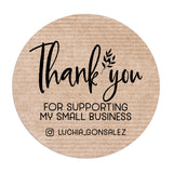 Round Thank you for Supporting my Small Business Kraft Stickers