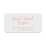Rose GoLD FOIL custom return address label on transparent sticker sheet, perfect for elegant wedding stationery - XOXOKristen