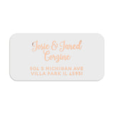 Rose GoLD FOIL custom return address label on transparent sticker sheet, perfect for elegant wedding stationery - XOXOKristen