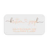 XOXOKristen rose gold foil custom return address label on pink envelope, stylish wedding envelope seal sticker - XOXOKristen