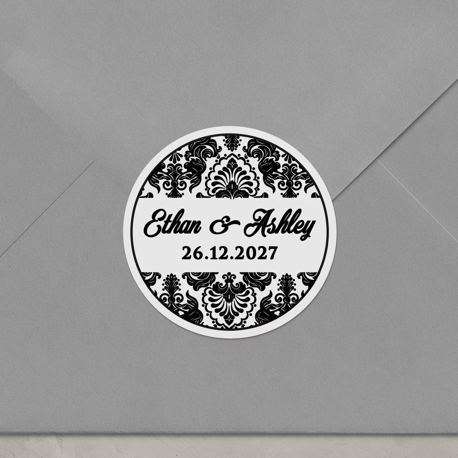 Damask Ornaments Wedding Sticker - XOXOKristen