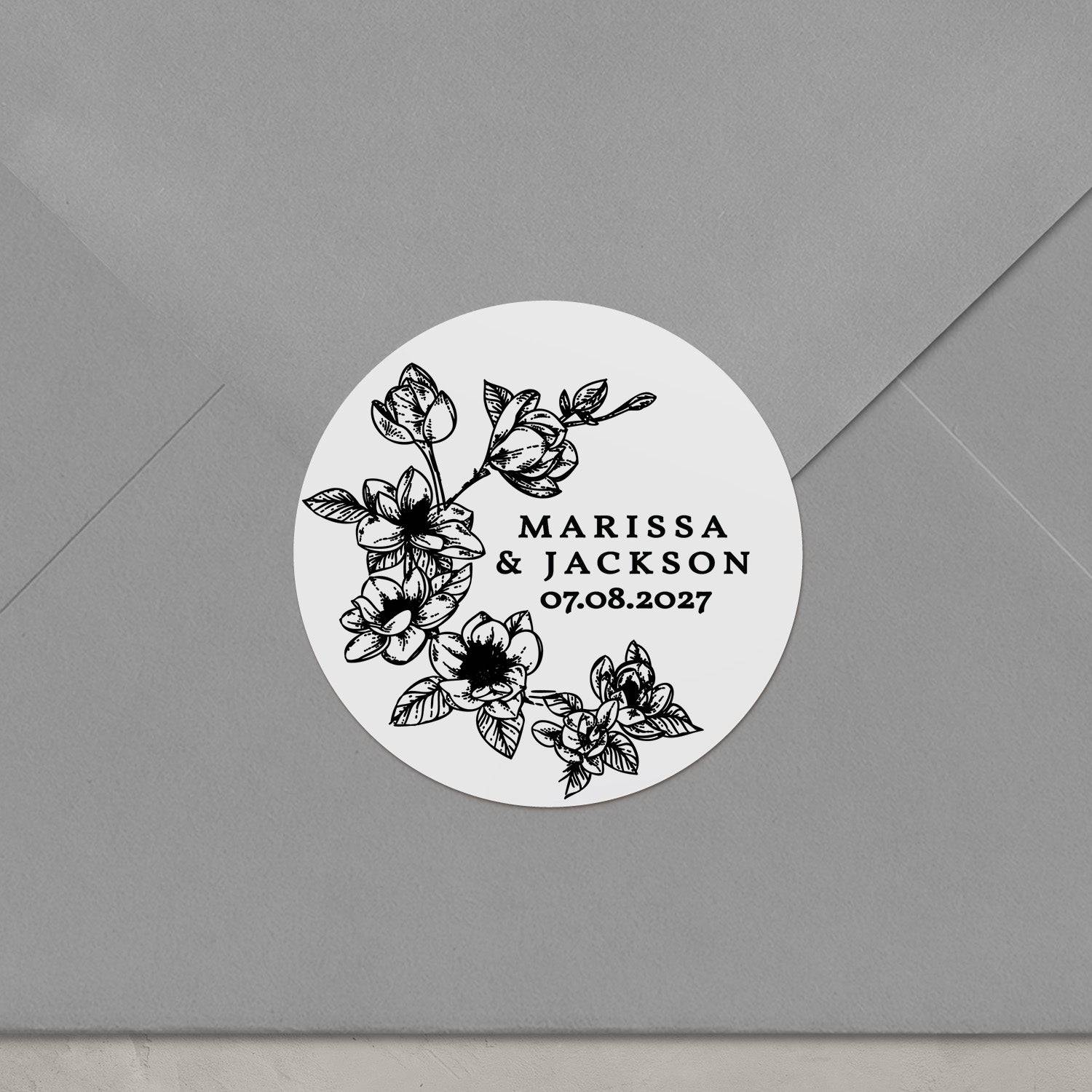 Magnolia Floral Wedding Sticker - XOXOKristen