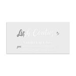 Silver foil rectangular branding label with glossy finish, combining modern calligraphy script with smaller serif design – XOXOKristen.