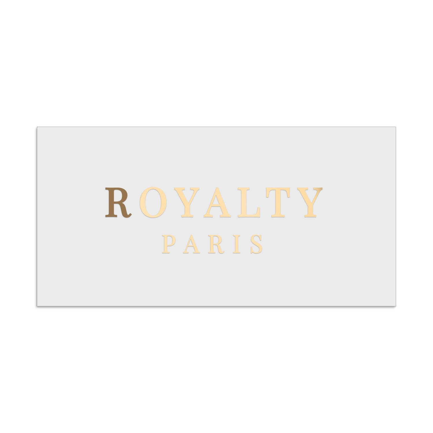 Rectangular metallic gold foil branding label with sharp-edged serif typography, classic and elegant packaging design – XOXOKristen.