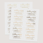 XOXOKristen sheet of custom wedding website stickers, foil and black print labels for invitations and stationery - XOXOKristen