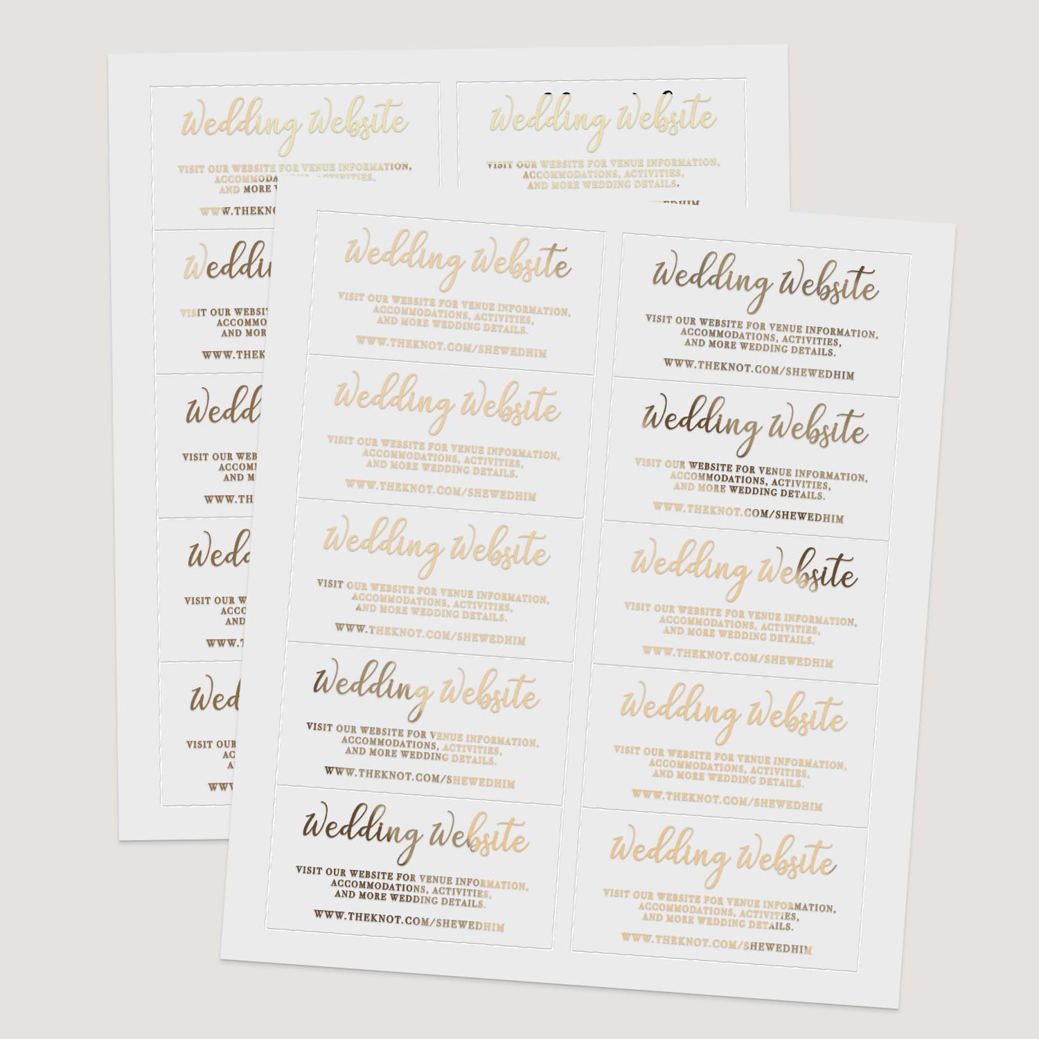 XOXOKristen sheet of custom wedding website stickers, foil and black print labels for invitations and stationery - XOXOKristen