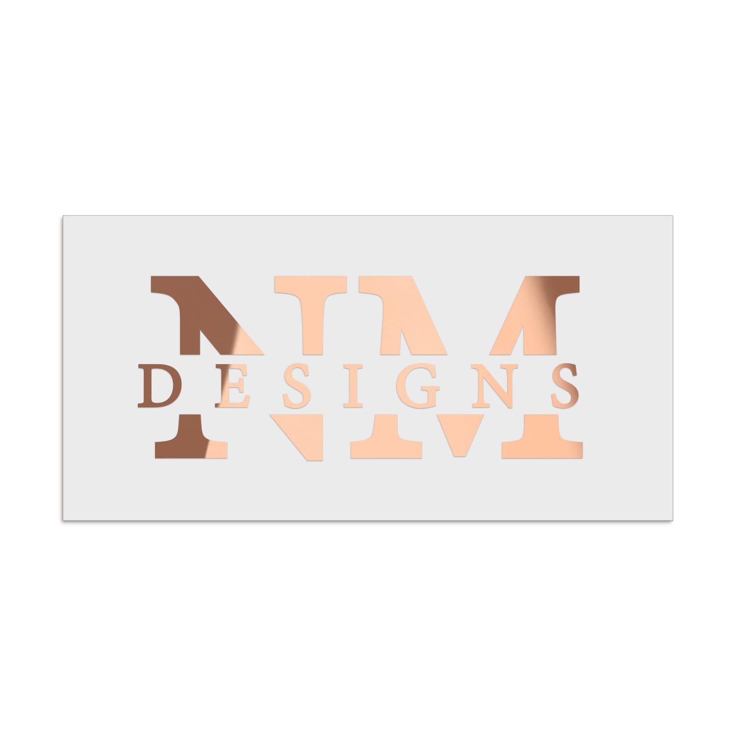 Rose gold foil rectangular label with bold serif design and thin serif overlay, modern luxury branding style – XOXOKristen.