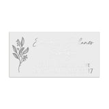 Custom rectangular address label with floral branch motif, printed in elegant metallic silver foil on high-quality white PVC vinyl sticker - XOXOKristen