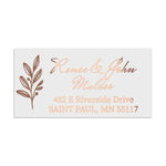 XOXOKristen rose gold foil custom return address label with botanical leaf illustration, modern calligraphy design for envelopes - XOXOKristen