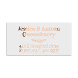 XOXOKristen custom rose gold foil return address label with modern serif typography and foliage design, stylish metallic personalized sticker - XOXOKristen