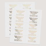 XOXOKristen return address label sheet with multiple designs in gold, silver, rose gold and black print, customizable envelope stickers - XOXOKristen