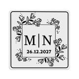 Monogram Leaves Frame Clear Wedding Label