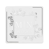 Monogram Leaves Frame Clear Wedding Label