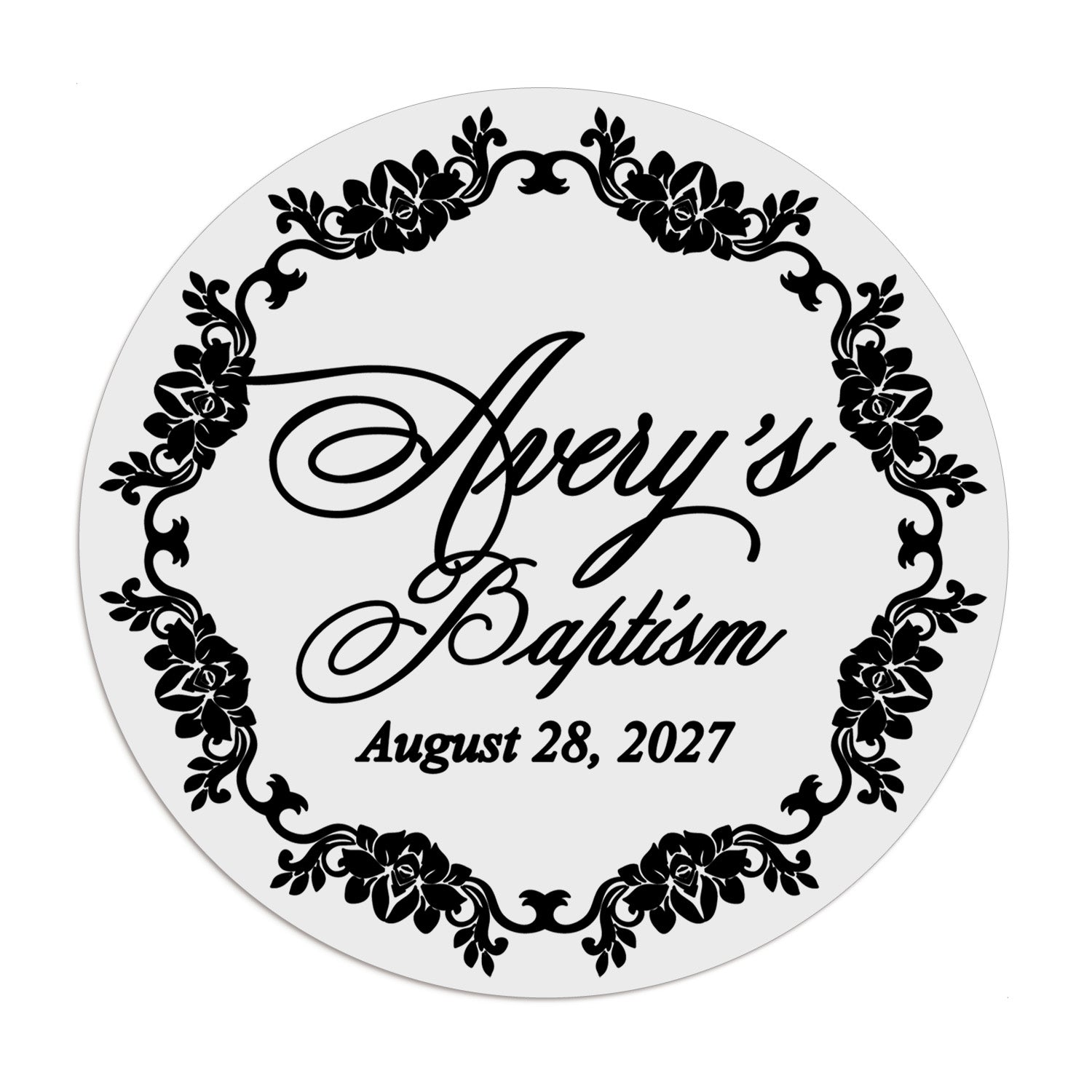 Floral Border Baptism Favor Stickers - XOXOKristen