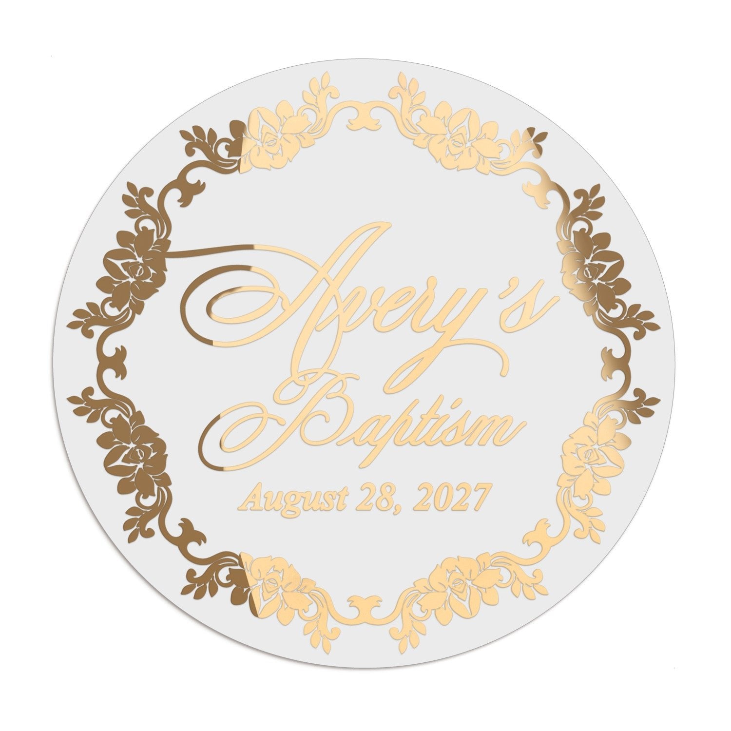 Floral Border Baptism Favor Stickers - XOXOKristen
