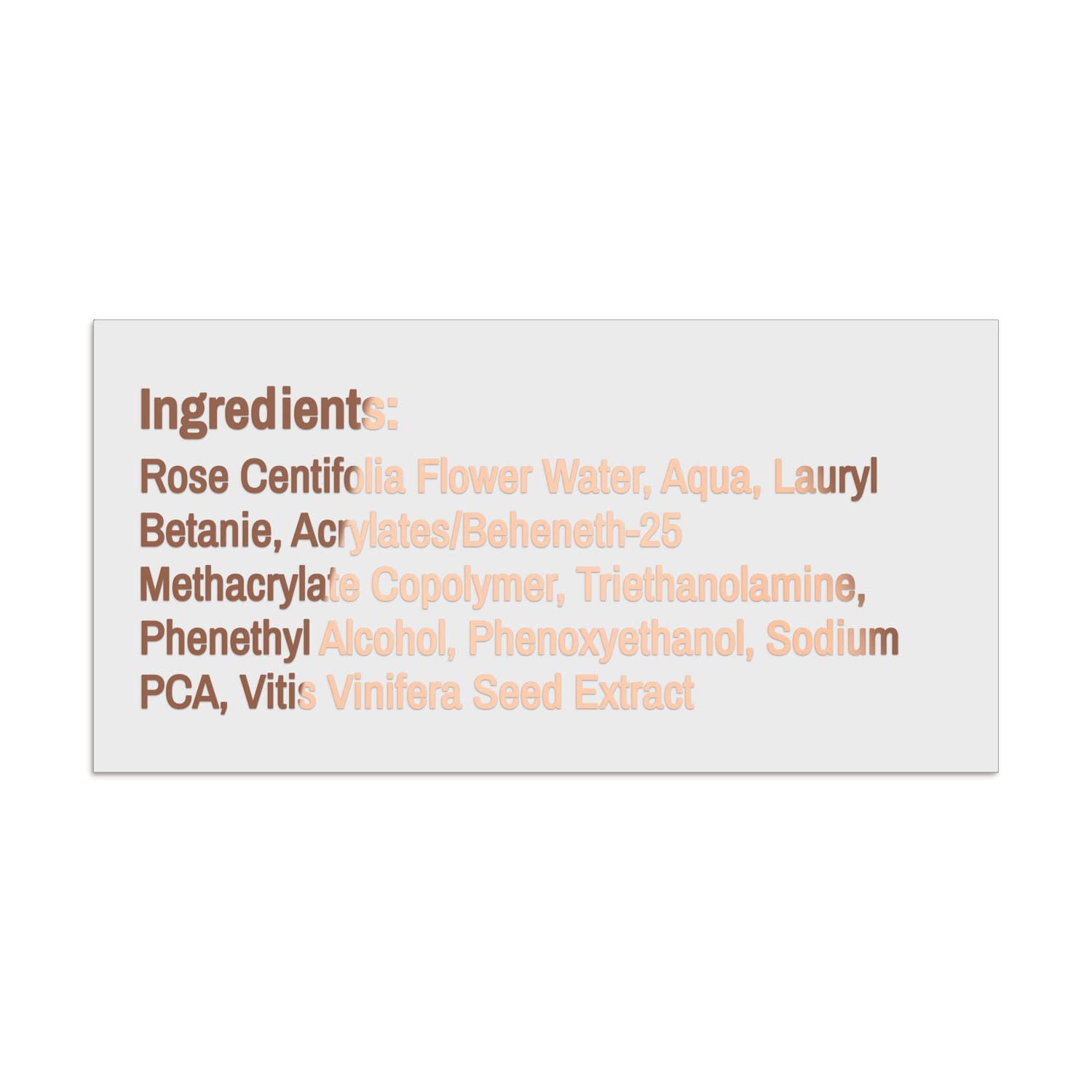 XOXOKristen rose gold foil ingredient list label with bold typography, elegant metallic print for jars, boxes, and cosmetic packaging - XOXOKristen