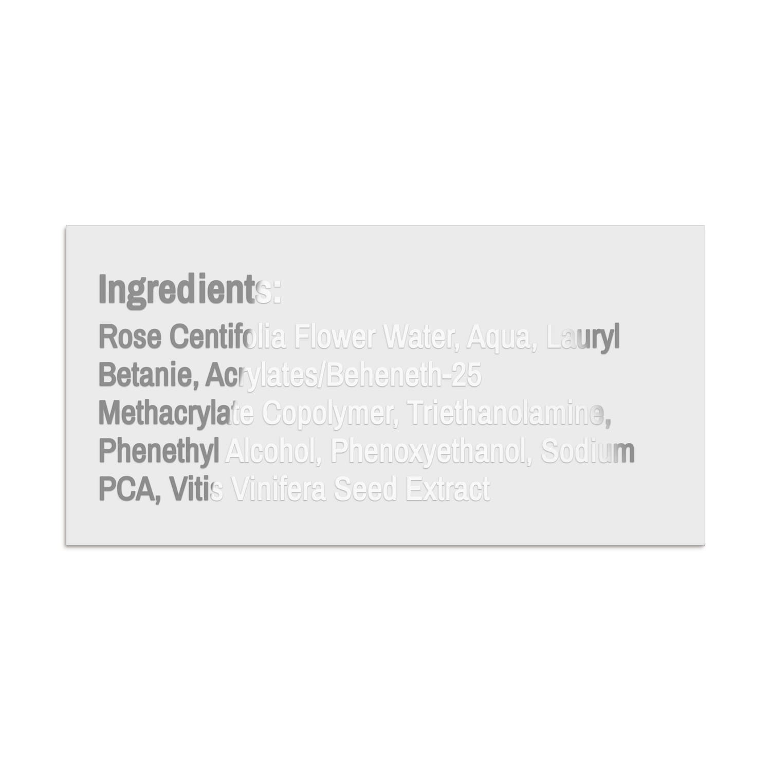 XOXOKristen silver foil ingredient list label, waterproof and oil-resistant, applied on product containers for professional branding - XOXOKristen