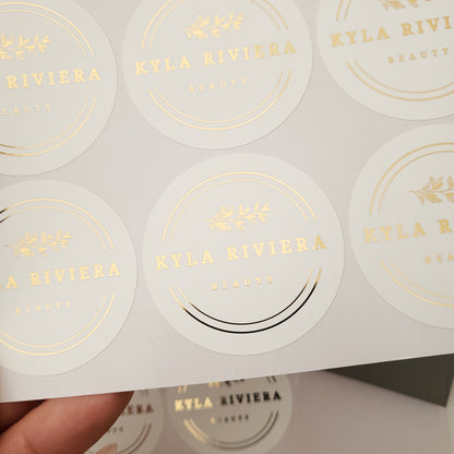 personalized product labeling sticker with gold foil for small businesses - XOXOKristen