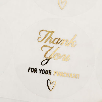 gold foiled clear sticker with "thank you for you purchase" text - XOXOKristen