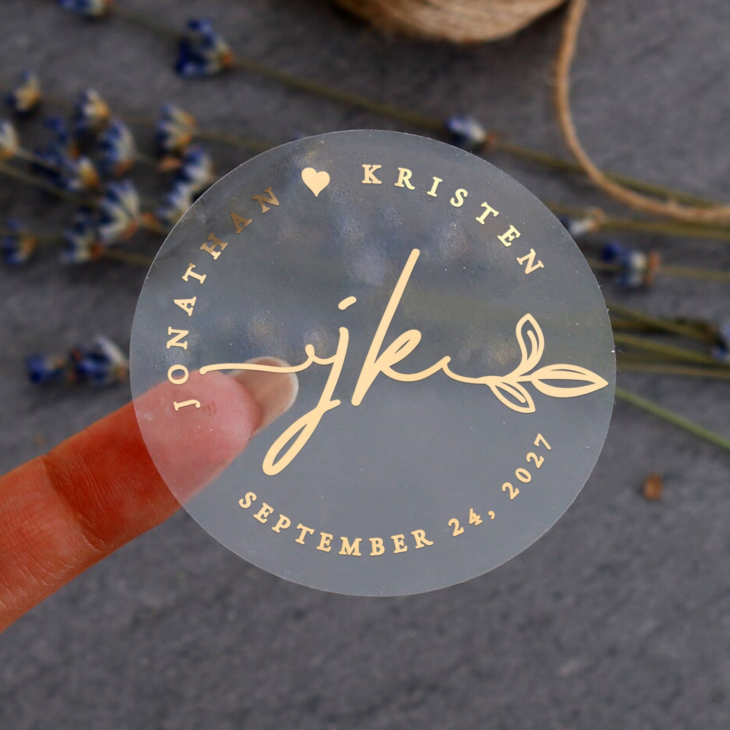 Floral Initials Wedding Stickers - XOXOKristen