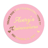 Pink and Gold Custom Quinceañera Labels