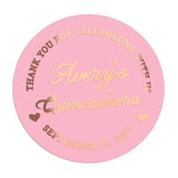Pink and Gold Custom Quinceañera Labels