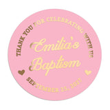 Pink and Gold Baptism Stickers for Girl