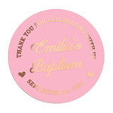 Pink and Gold Baptism Stickers for Girl